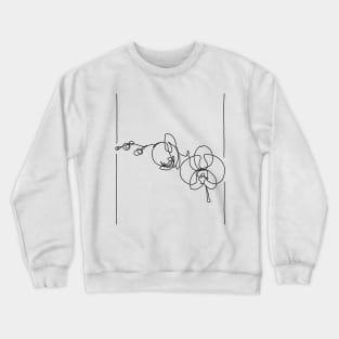 Orchid Flowers Line Drawing - Black Crewneck Sweatshirt